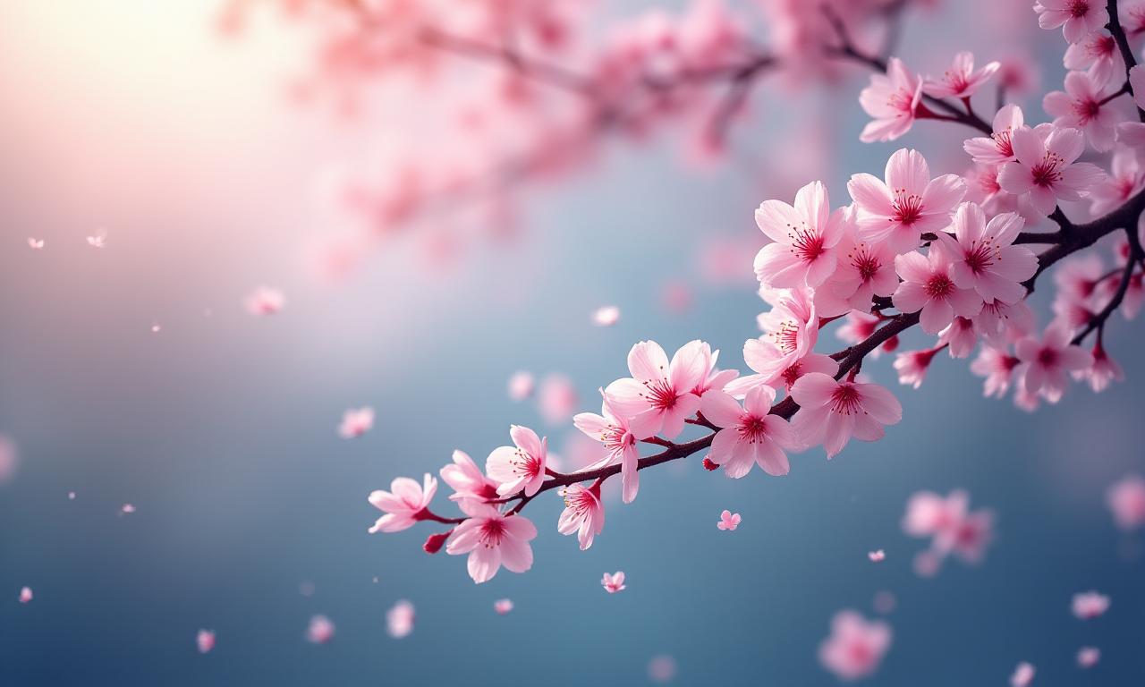 桜の花と上昇する金融グラフが融合した抽象的な背景